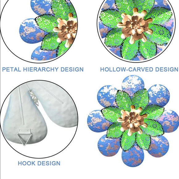 13.7 Inch Flower Metal Wall Art Decor - Picture 4 of 7